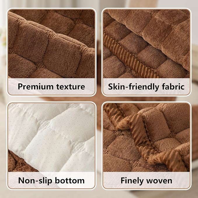 Velvet Washable Couch Cover for Dog,L Shape Sofa Cover for Pets. | 27.6"x70.9", Brown,Sectional Couch Cover,Soft Velvet,Non-Slip,Furniture Protector,quilted - Image 5
