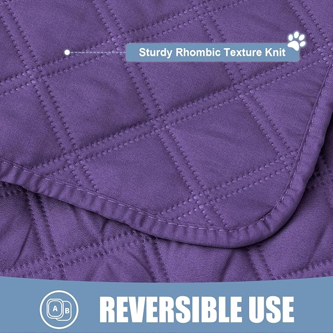 Smiry Waterproof Reversible Pet Couch Covers for Dogs | Pet Friendly, Soft Fabric, Washable Sofa Furniture Protector for Dogs Cat Kids, Checkered (52"x82", Purple/Purple) - Image 4