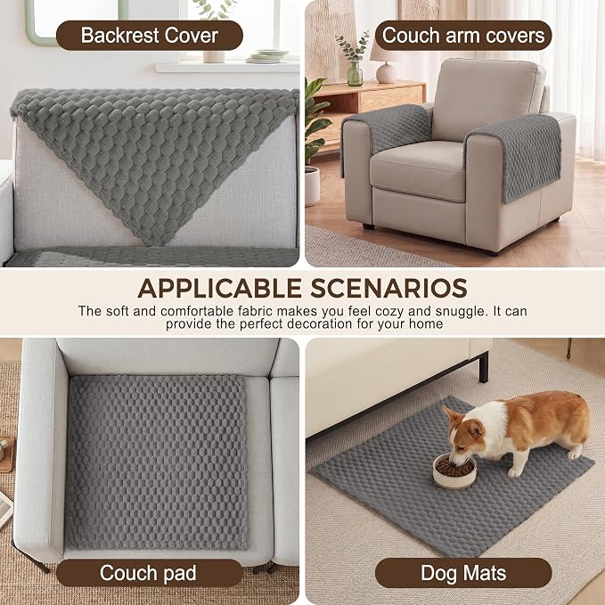 Foxdecor Couch Arm Covers for Sofa Arm Chair Covers Set of 2 | Sofa Arm Covers Cat Scratch Resistant Couch Protectors, Washable Armrest Cover Furniture Arm Covers, Grey 18x24 in - Image 5
