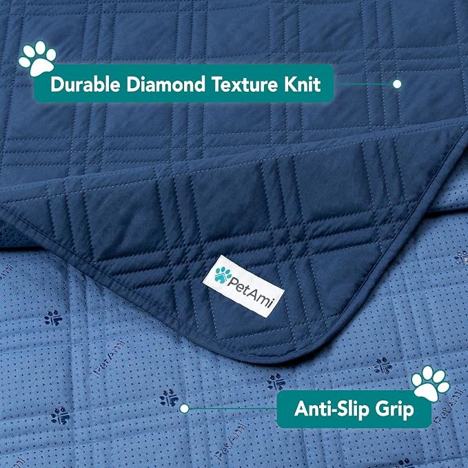 PetAmi Waterproof Couch Cover for Dog Nonslip Bed Sofa Blanket, 102x82 Blue - Image 6