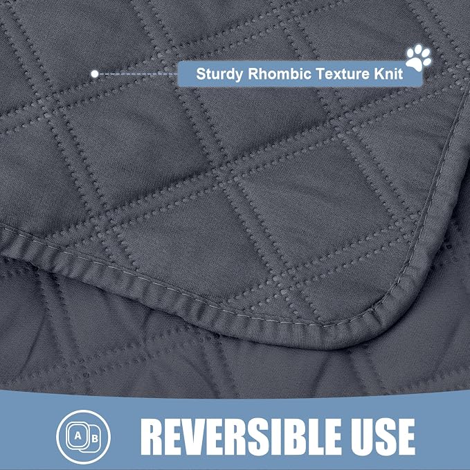 Smiry Waterproof Reversible Pet Couch Covers for Dogs | Pet Friendly, Soft Fabric, Washable Sofa Furniture Protector for Dogs Cat Kids, Checkered (30"x53", Dark Grey/Dark Grey) - Image 4