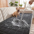 Fixwal Waterproof Corduroy Dog Couch Cover, 27.6" x 94.5", Dark Grey | Integrated TPU Barrier, Non-Slip Backing, Machine Washable, Pet Friendly, Easy Clean Pet Hair, Soft Sofa Cushion Protector by Fixwal