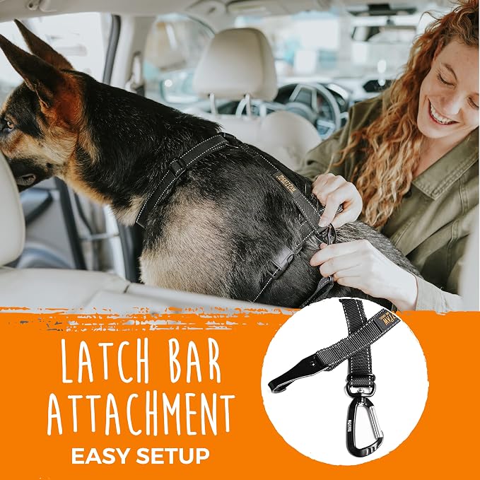 Mighty Paw Dog Seat Belt For Car - LATCH Compatible Adjustable Dog Seatbelt Harness for Small, Medium and Large Pets. Distraction Free Driving, Heavy-Duty Design with Aviation Grade Aluminum Carabiner - Image 5