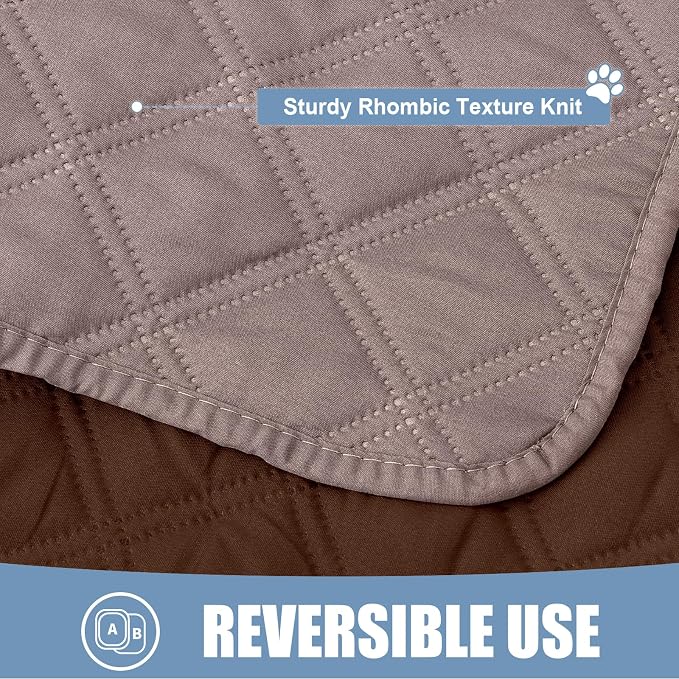 Smiry Waterproof Reversible Pet Couch Covers for Dogs | Pet Friendly, Soft Fabric, Washable Sofa Furniture Protector for Dogs Cat Kids, Checkered (30"x70", Greyish Brown/Brown) - Image 4