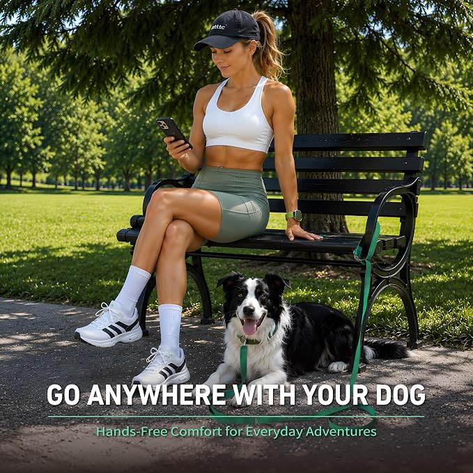 Hands Free Dog Leash,Galaxy Reflective, Crossbody Dog Leash, Green | Galaxy Reflective • Outdoor Ready • Emergency Control Handle • Multi-Way Wear - Image 6