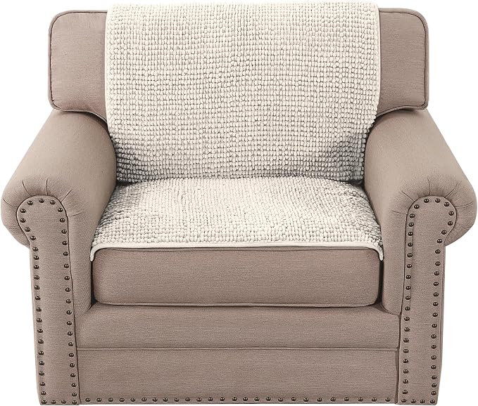 H.VERSAILTEX Plush Chenille Couch Armrest Cover 2 Packs Thick and Soft Sofa Covers Furniture Protector Cover for Pets (27.5" x 27.5", Ivory) - Image 7