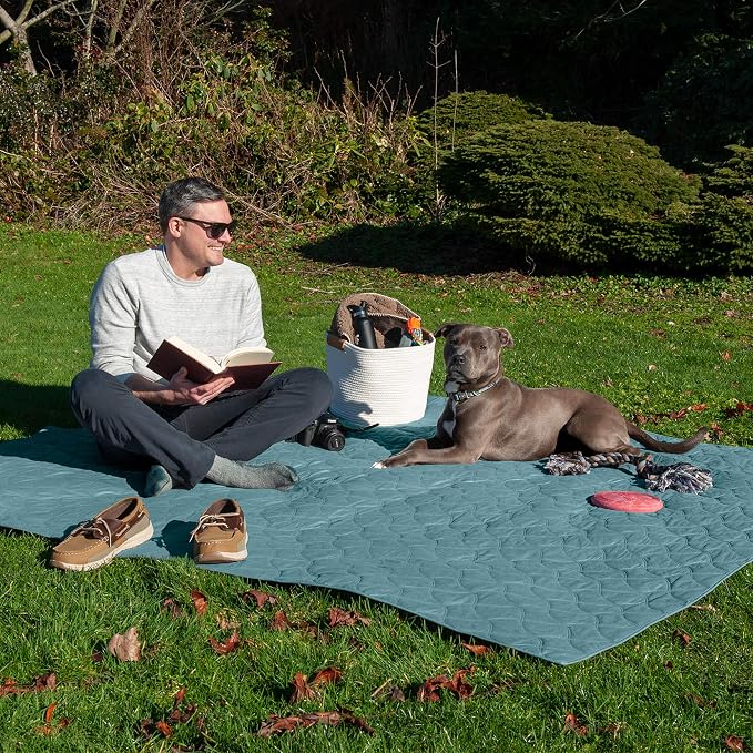 Furhaven Waterproof & Non-Slip Queen Size Mattress Cover Protector for Dogs & Cats, Washable, For Beds, Couches, & Car Seats - Quilted Twill Blanket Mattress Cover - Nile Blue, Large/Queen Size - Image 4