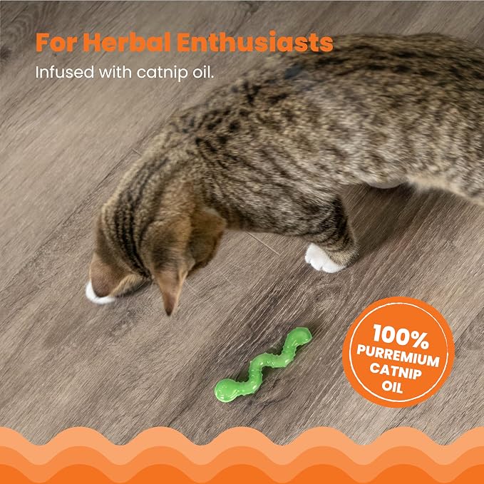 Catstages OrkaKat Wiggle Worm Dental Cat Chew Toy with Catnip, 3.8" | Supports Clean Teeth & Massages Gums, Lightweight & Bouncy, Bat & Chase, Encourages Healthy Chewing, Cats & Teething Kittens - Image 3