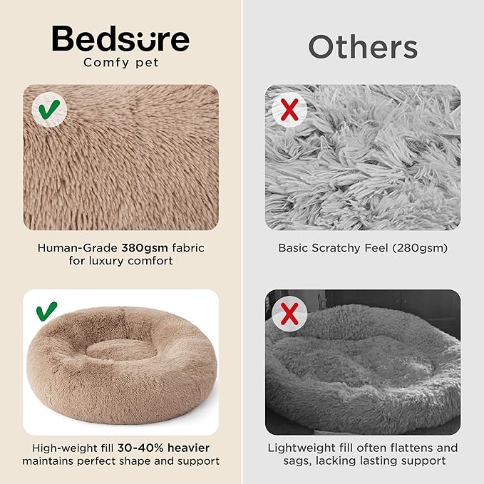 Bedsure Calming Cat Beds Donut Round Washable Kitten Bed,20 inches Green | Fluffy Faux Fur Cuddler,Machine Washable,Anti-Slip Bottom,Anti-Anxiety,Deep Sleeping for Cats&Small Pets Up to 15 Lbs - Image 3