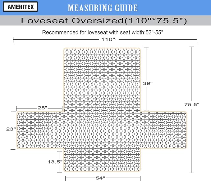 Ameritex Loveseat Cover Water-Resistant Quilted Furniture Protector with Back Nonslip Paws Slipcover for Dogs, Kids, Pets Loveseat Slipcover Stay in Place for Leather (Blue, 54'') - Image 2