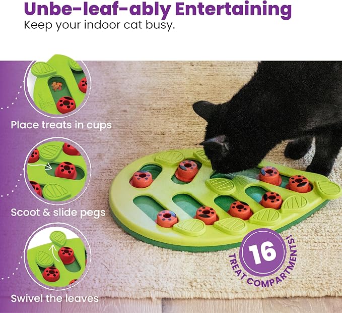 Catstages Nina Ottosson Buggin’ Out Puzzle & Play Cat Toy Treat Puzzle, 14" | Level 2 Intermediate, 16 Hidden Treat Cups, Problem Solving, Interactive Enrichment, Slow Feeder, Indoor Cats & Kittens - Image 3