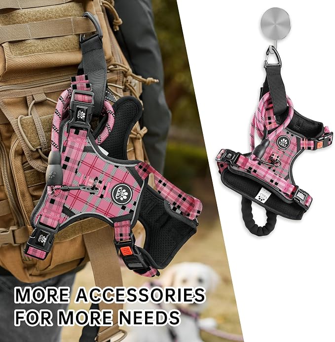 NESTROAD No Pull Dog Harness with Leash, Reflective No Choke Pet Vest Harness,Adjustable Soft Padded Dog Harness with Easy Control Handle for Small Dogs(Checkered Pink,Small) - Image 7