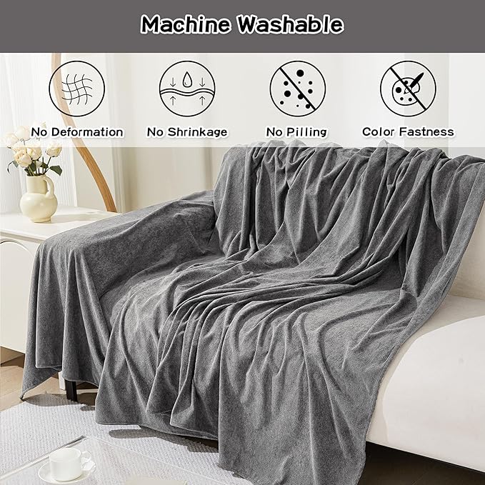 MEETSKY Sectional Couch Cover for 3 Cushion Sofa Washable, Cat Scratch Proof Sofa Covers, Furniture Protector Oversized L Shape Big Sofa Slipcovers for Dogs, 91" x 150", Grey - Image 3