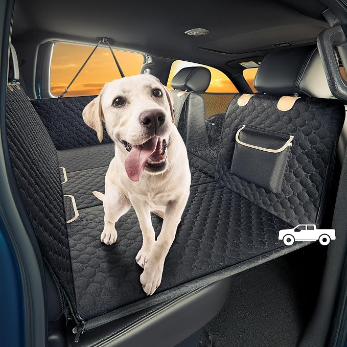XL Truck Back Seat Extender for Dogs, Dog Car Seat Cover for Back Seat | Hard Bottom Heavy Duty Dog Hammock for Aggressive Chewers, Waterproof Pet Seat Covers for Trucks, F150, Ram1500, Large SUV by SHARLOVY