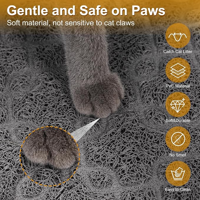 Cat Litter Box Mat, 47" x 32" XL Large Kitty Litter Trapping Mat Keep Floor Clean, Litter Box Mat Scatter Control, Waterproof, Easy to Clean, Durable Large Size Litter Mats for Floor - Image 5