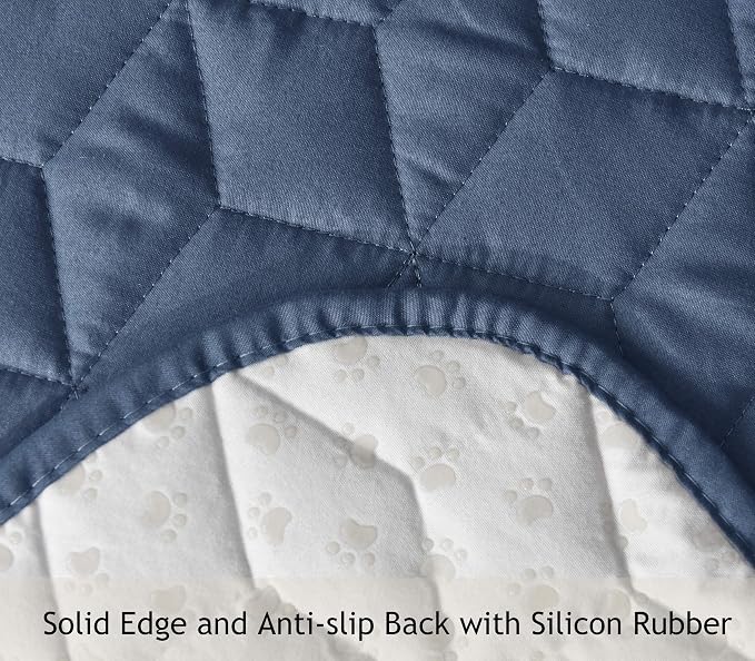 Ameritex Loveseat Cover Water-Resistant Quilted Furniture Protector with Back Nonslip Paws Slipcover for Dogs, Kids, Pets Loveseat Slipcover Stay in Place for Leather (Blue, 46'') - Image 5