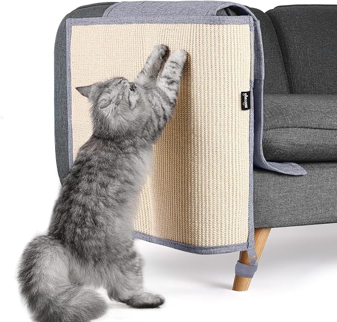 NATUYA Furniture Protectors from Cats - Couch Protector from Cat Claws with Sisal Scratching Pad Anti Cat Scratch Furniture Couch Sofa Corner (Light Gray, Right) by NATUYA