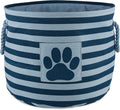 Bone Dry Pet Storage Collection Striped Paw Patch Bin, Dark Navy, Small Round by BoneDry