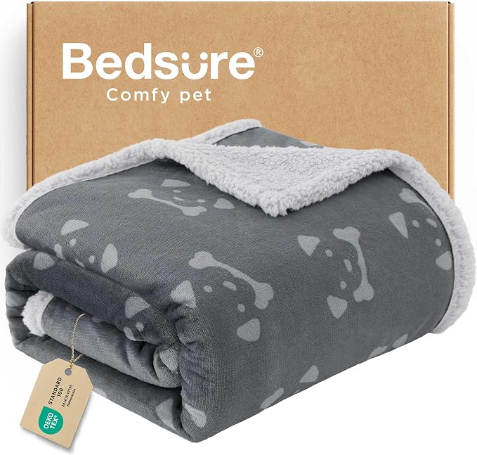 Bedsure Waterproof Blanket for Bed - Twin Size 60"x80", Anchor Gray | Soft Print Sherpa Fleece Pet Cat Dog Blankets for Large Dogs Couch Protection, Soft Plush Reversible Furniture Protector - Image 9