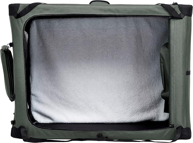 Amazon Basics Portable Foldable Soft Pet Dog Crate Carrier Kennel with Mesh Windows, Ventilation, Pockets for Large Dogs, 42 x 31 x 31 inches, Grey - Image 3