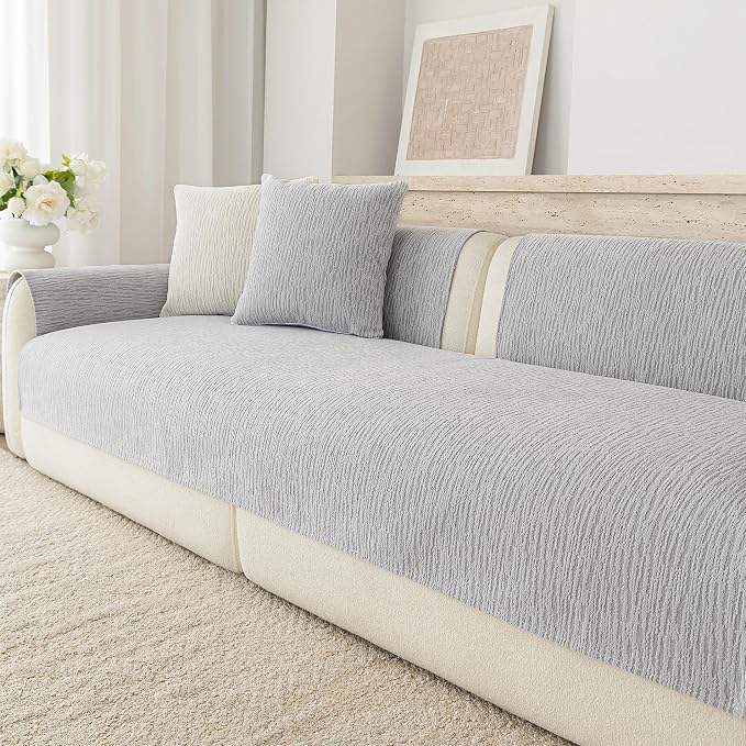 Waterproof Couch Cover for Dogs,Nonslip Sofa Cover for L Shaped Sofa,Washable Furniture Protector Pet Friendly(Light Gray,36"x36") by Buzyset