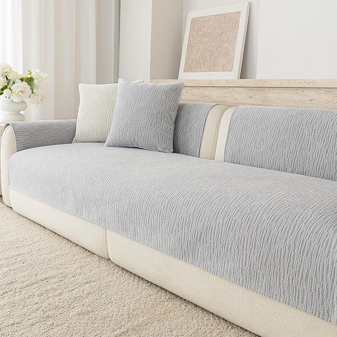 Waterproof Couch Cover for Dogs,Nonslip Sofa Cover for L Shaped Sofa,Washable Furniture Protector Pet Friendly(Light Gray,28"x28") by Buzyset