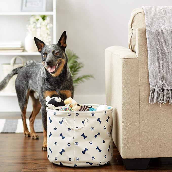 Bone Dry 5511 Pet Storage Collection Paw and Bone Print, Medium Round, Nautical Blue - Image 5