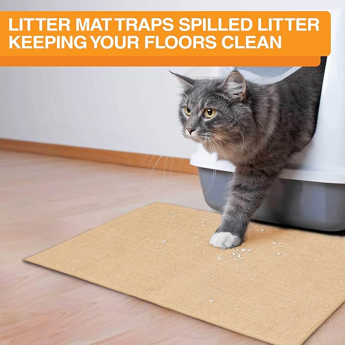 Neater Pets Jute Cat Litter Trapping Mat - Catches Spilled Litter Mess from Kitty Litter Box to Protect Floors, Soft on Cats Paws, Anti-Skid Backing, Easy to Clean, Beige, 24" x 36" - Image 3