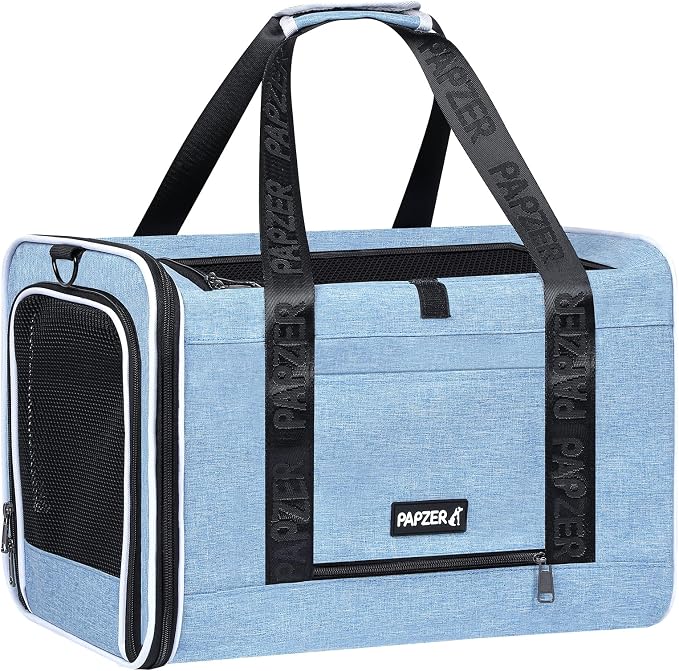 Cat Carrier for Travel, Soft-Sided, Top Loading, Privacy Curtain, to 20 lbs | Medium Pet Carry Bag Anxious Cat, Vet Visits Car Transport, Luggage Sleeve Suitcase Attachable Small Puppy Crate Kennel Blue - Image 9