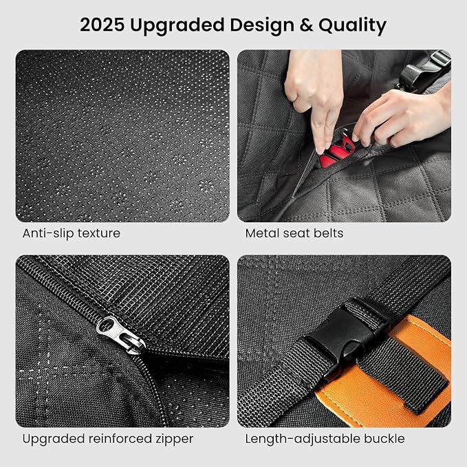 REEVAA Dog Truck Seat Cover for Back Seat, Hard Bottom, XL, Black | 450 lbs Extender, 45% More Space for 2-4 Large Dogs, Waterproof, Zippered Mesh Window, Fits Crew Cab Trucks & Large SUVs - Image 8
