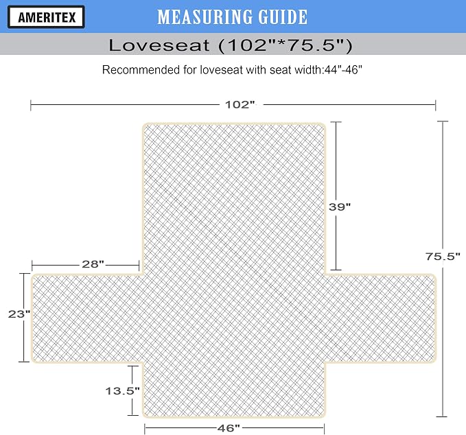 Ameritex Loveseat Cover Water-Resistant Quilted Furniture Protector with Back Nonslip Paws Slipcover for Dogs, Kids, Pets Loveseat Slipcover Stay in Place for Leather (46", Light Grey) - Image 2