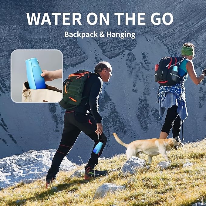 Portable Dog Water Bottle 19oz Blue | Foldable pet water dispenser, food grade plastic, ease to use for outdoor walking, hiking, travel - Image 7