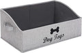 Morezi Linen-cotton blend dog toy basket and dog toy box, dog toy basket storage - Perfect for organizing pet toys, blankets, leashes, chew toys - Grey Stripe - Dog by Morezi