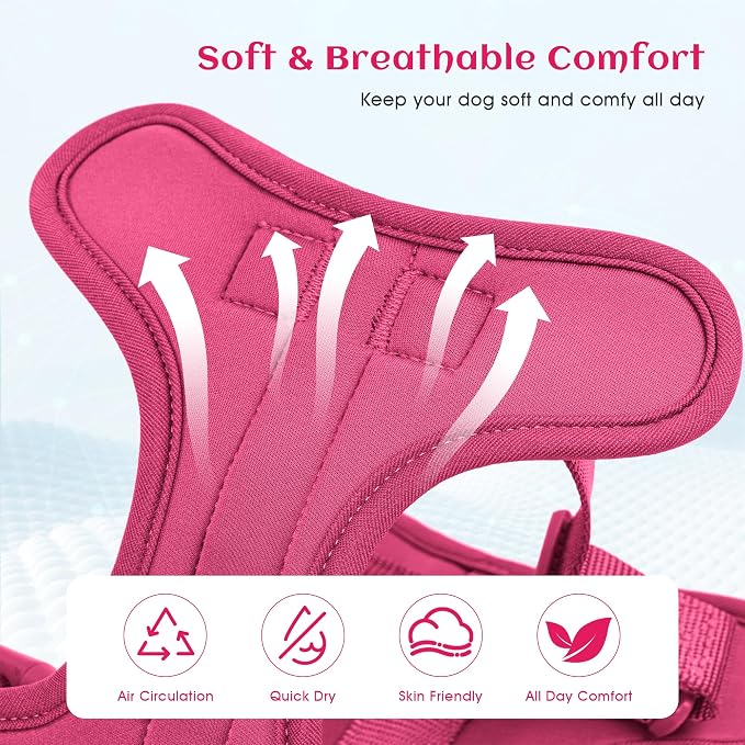 Wisedog No Pull Dog Harness, Peacock Pink, Small | Lightweight, Adjustable Breathable Pet Vest, Soft & Comfortable Cushion, Small Medium Large Dogs - Image 2