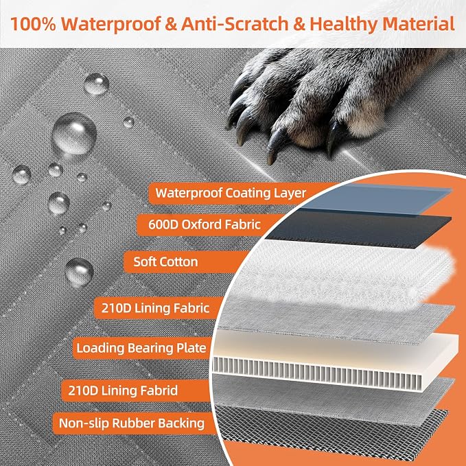 Back Seat Extender for Dogs,Hard Bottom Car Seat Cover for Dogs | With Mesh Window,Waterproof Backseat Pet Cover Hard Bottom-Dog Car Seat Cover for Back Seat Dog Hammock for Car/SUV (L-Grey) - Image 6