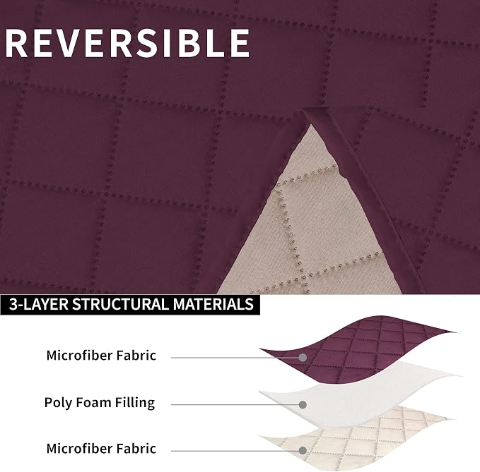 Easy-Going Reversible Couch Cover for 2 Seat Recliner Sofa, Wine/Beige | Washable Sofa Slipcover For Dogs, Sofa Cover For Loveseat Recliner, Furniture Protector, Pet Friendly - Image 5
