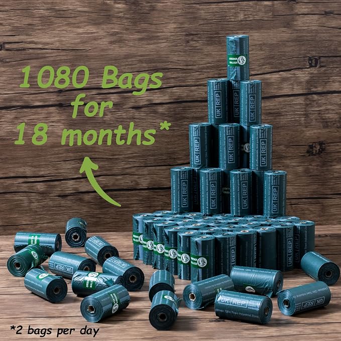 GREENER WALKER Poop Bags for Dog Waste, 1080 Doggy Waste Bags Extra Thick Strong 100% Leak-Proof (Deep Green) - Image 5
