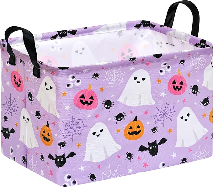 Halloween Storage Basket Home Shelf Basket Rectangle Organizer Box Clothes Laundry Hamper Nursery Bin Gift Laundry Basket with Handles by Unknown
