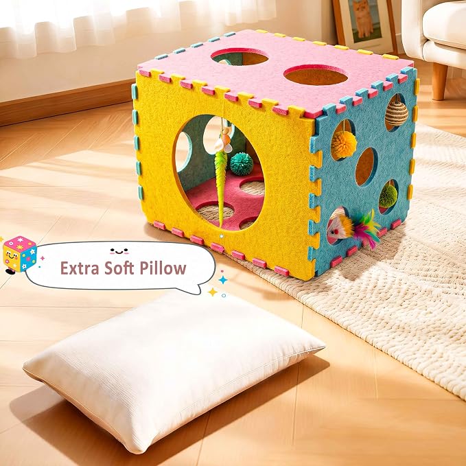 41 Pcs Interactive Cat Toys for Indoor Cats, Kitten Toys with Soft Pillow, Catnip Toys, Chew Rope, Feather Wand, Springs and Balls for Indoor Kittens - Image 6