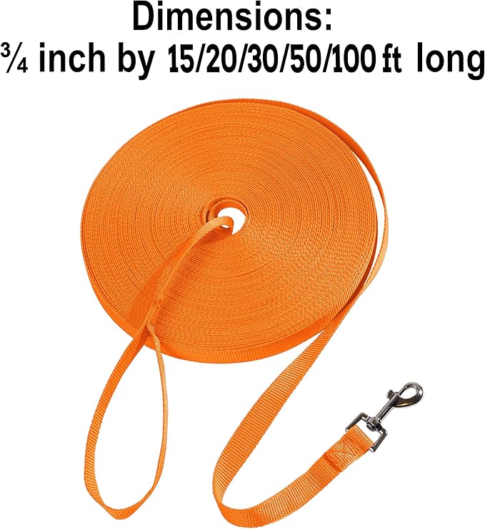 Hi Kiss Dog/Puppy Obedience Recall Training Agility Lead - 15ft 20ft 30ft 50ft 100ft Leash - Great for Play, Camping, or Backyard - Orange - Image 4