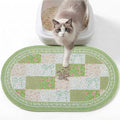 Bienbee Cat Litter Mat, 24" x 15" Litter Box Mat Rug with Non-Slip Bottom,Urine and Water Proof, Easy to Clean Cat Supplies Essentials for Indoor Kitty Kitten Floor, Green Floral Knot M by Bienbee