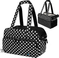 PetAmi Small Dog Purse Carrier, Soft-Sided Pet Carrier Bag with Pockets, Portable Puppy Cat Travel Handbag Tote, Airline Approved Breathable Mesh, Poop Bag Dispenser, Max 18 lbs, Polka Dot Black by PetAmi