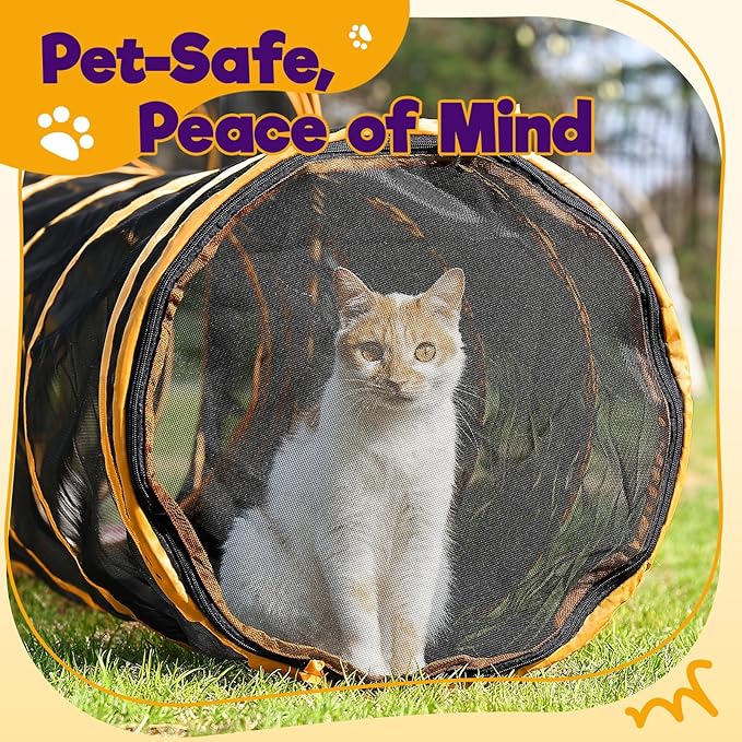 Outdoor Cat Enclosures with Tunnels, Rywell 10FT Cat Tunnel Outdoor with Cube, Portable Cat Playpen and Catio with Carry Bag for Multiple Cats - Image 6