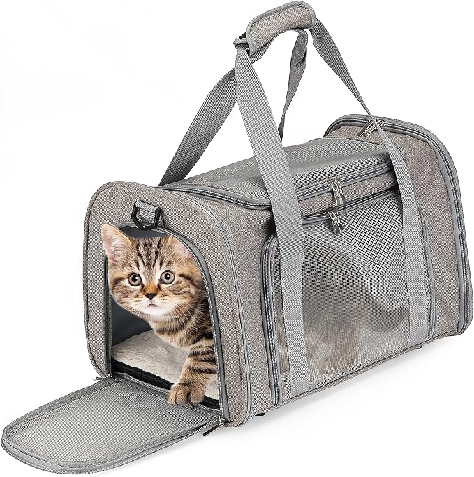 Mr. Pen- Pet Carrier, 17.5" x 11.2" x 11.5", Medium Size, Gray | Portable Travel Carrier for Small Pets, Cats & Small Dogs, Breathable Mesh, Safety Inner Leash by MrPen