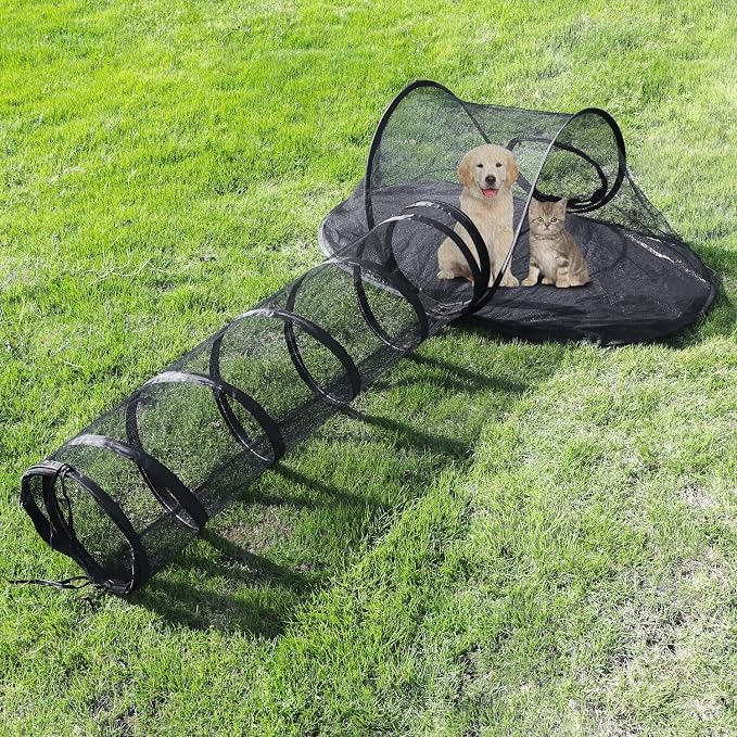 Cat Tent Outdoor, Pet Enclosure Tent Suitable for Cats and Small Animals, Indoor Playpen Portable Exercise Tent with Carry Bag(Pet Tent& Tunnel) S | Pop Up Catio, Waterproof PE Base, Anti-Bug Mesh, Firm Steel Rods, Kitten Small Animal Travel Yard Gear,... - Image 9