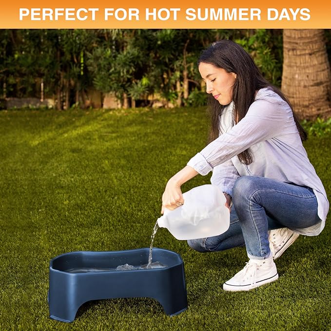 Neater Pet Brands Extra Large Water Bowl for Dogs, Outdoor Dog Water Bowl (2.25 Gallon XL Capacity), Big Trough Style Food Dish for Indoors or Outside, No Spill Large Dog Bowls, Dark Blue - Image 7