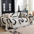 MYSKY HOME Couch Cover for 3 Cushion Couch Sofa Cover, Super Soft Boho Couch Covers for Dogs Washable, Jacquard Sofa Slipcover Furniture Protector for Living Room, 91" x 118", Black Curve by MYSKYHOME