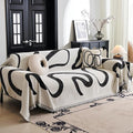 MYSKY HOME Couch Cover for 3 Cushion Couch Sofa Cover, Super Soft Boho Couch Covers for Dogs Washable, Jacquard Sofa Slipcover Furniture Protector for Living Room, 91" x 134", Black Curve by MYSKYHOME