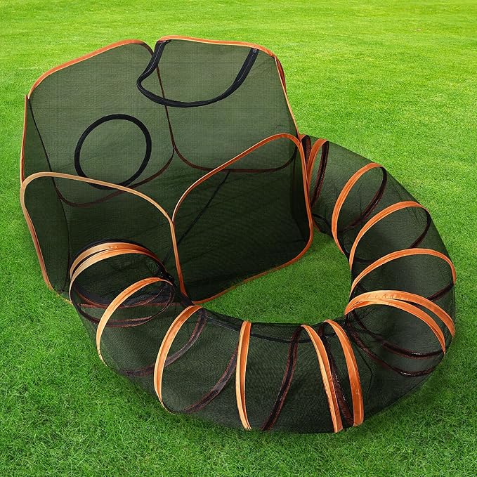 Outdoor Cat Enclosure with Circle Tunnel for Kitten Kitty Run - Portable Cat Playpen Tent Outdoor Indoor Pet Tent for Outside Small Animals by YAVAYI
