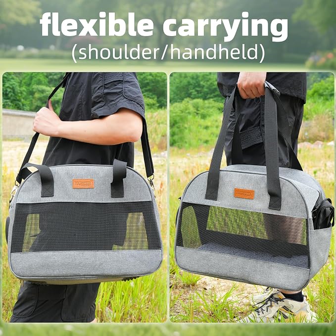 Cat Carrier for Small Cats Dogs, Soft-Sided Pet Carrier for Cats Puppies Small Pets, Lightweight Comfortable Travel Cat Dog Carrier (Grey) - Image 3